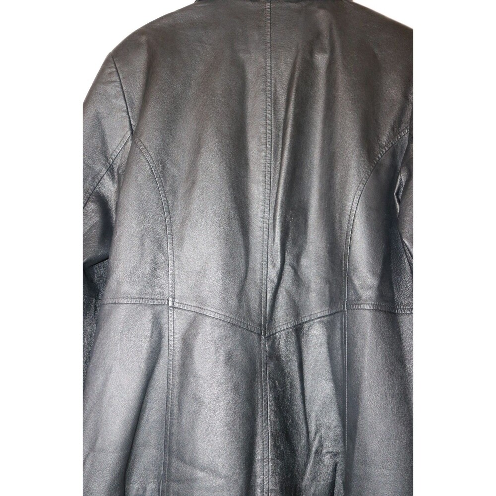 Jacqueline‎ Ferrar Womens Size Large Black Leather Full Zip Jacket Coat Y2K - Picture 2 of 12